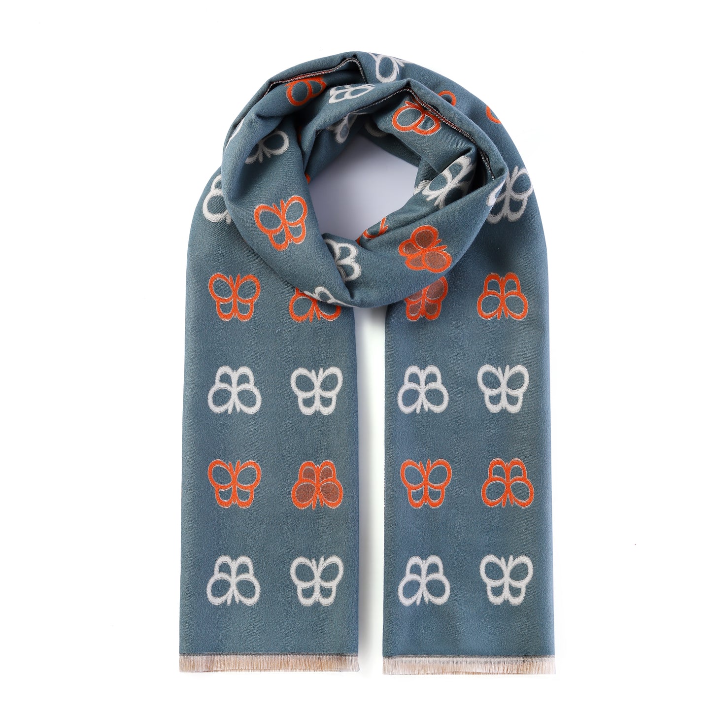 Luxurious Double Sided Jacquard Scarf - Butterflies