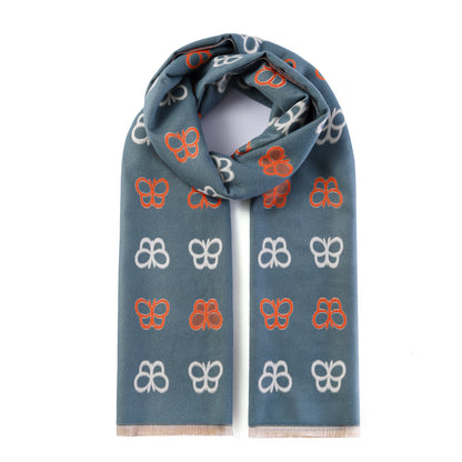 Luxurious Double Sided Jacquard Scarf - Butterflies