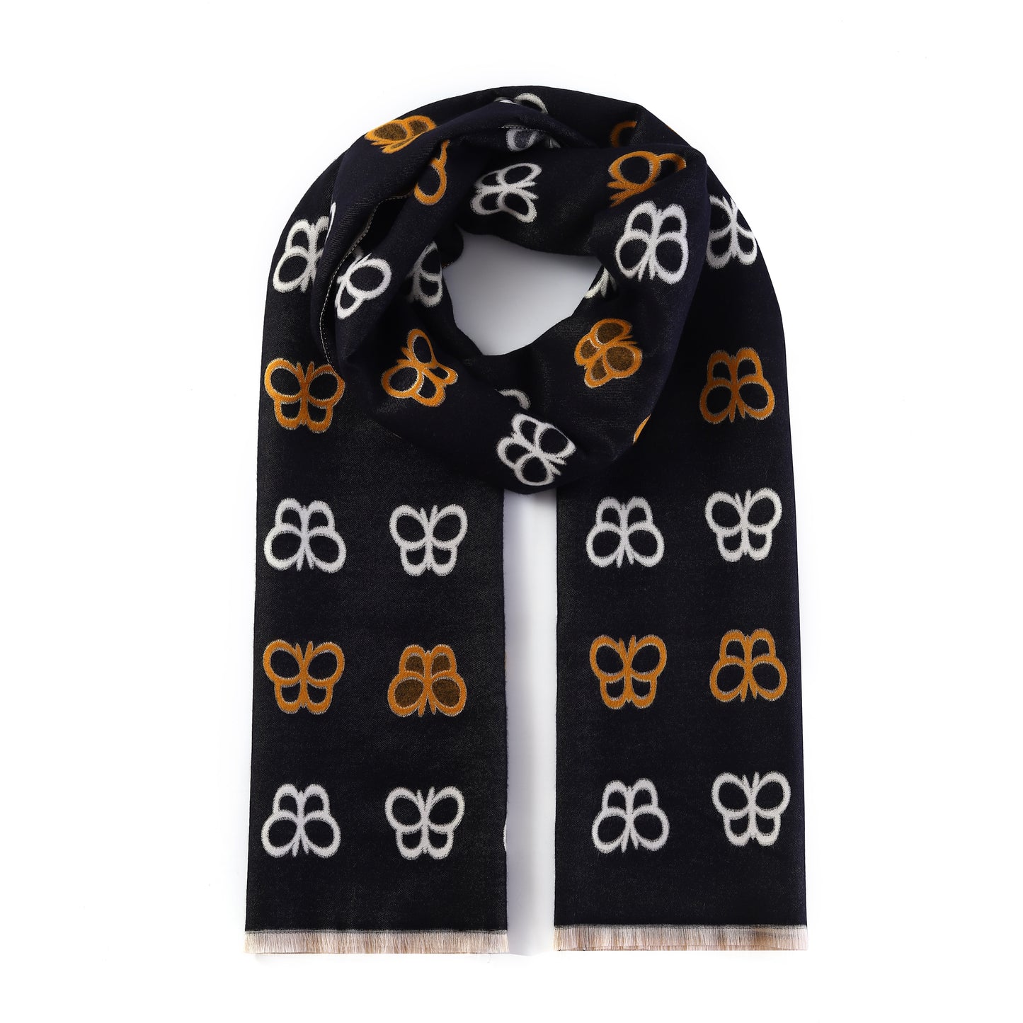 Luxurious Double Sided Jacquard Scarf - Butterflies