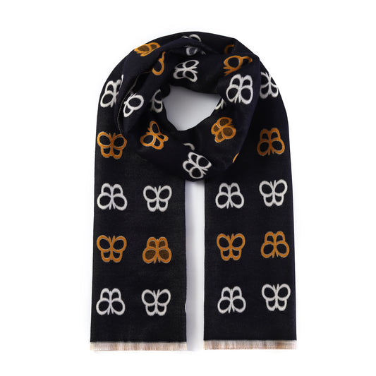 Luxurious Double Sided Jacquard Scarf - Butterflies