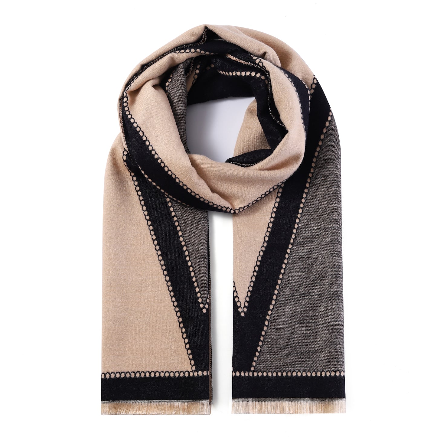 Luxurious Double Sided Jacquard Scarf - Geometric Elegance