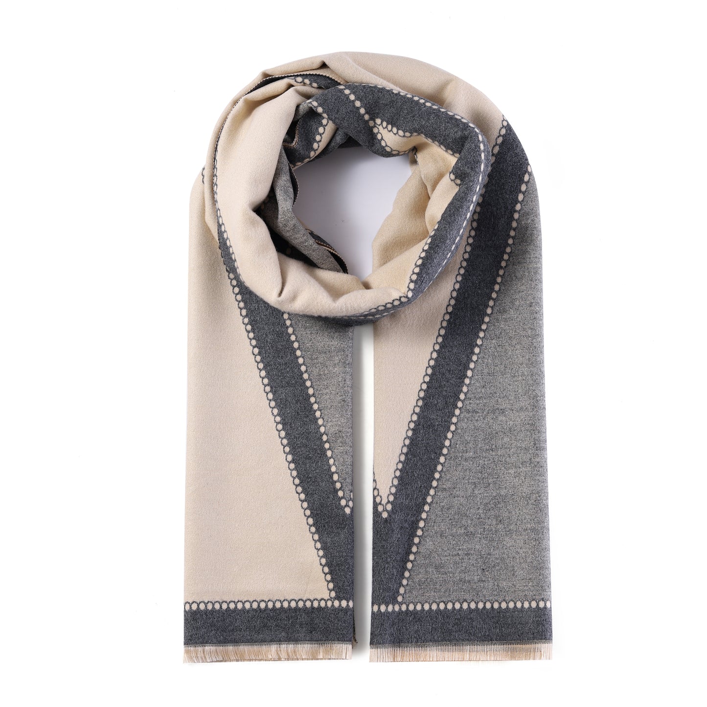 Luxurious Double Sided Jacquard Scarf - Geometric Elegance