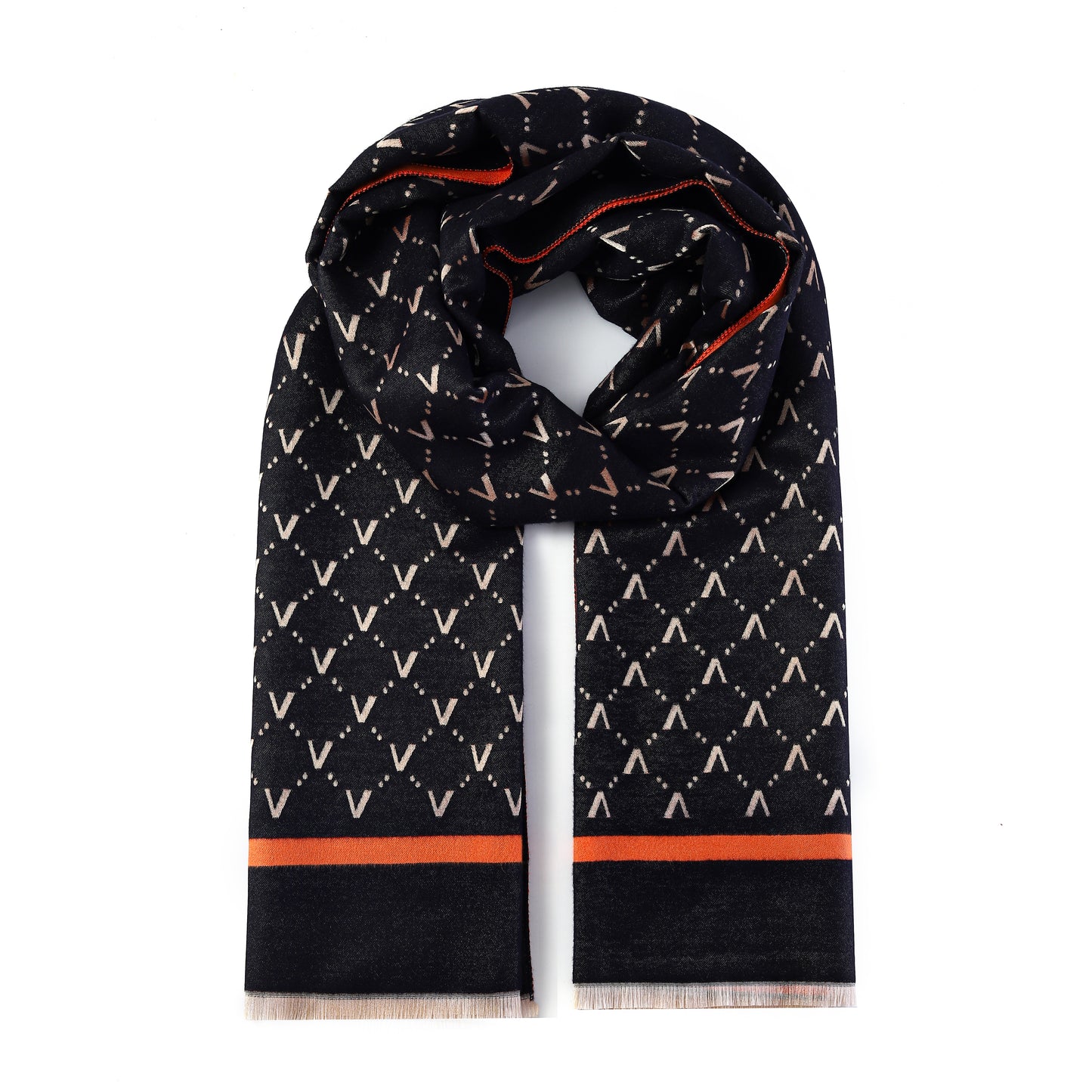 Luxurious Double Sided Jacquard Scarf - V-Patterned Elegance