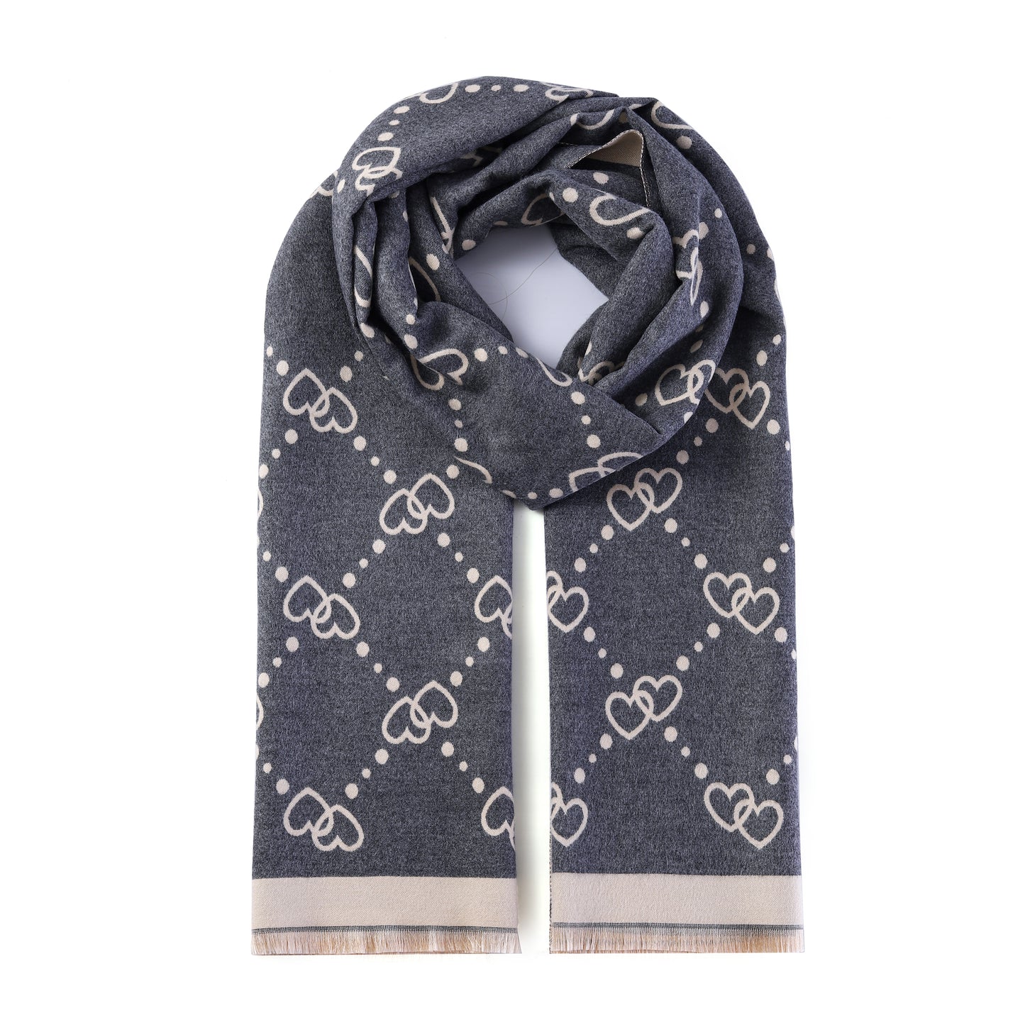 Luxurious Double Sided Jacquard Scarf - Heartfelt Harmony