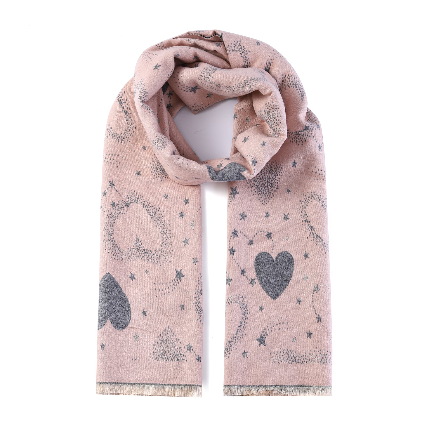 Luxurious Double Sided Jacquard Scarf - Hearts from Heaven