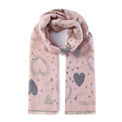 Luxurious Double Sided Jacquard Scarf - Hearts from Heaven