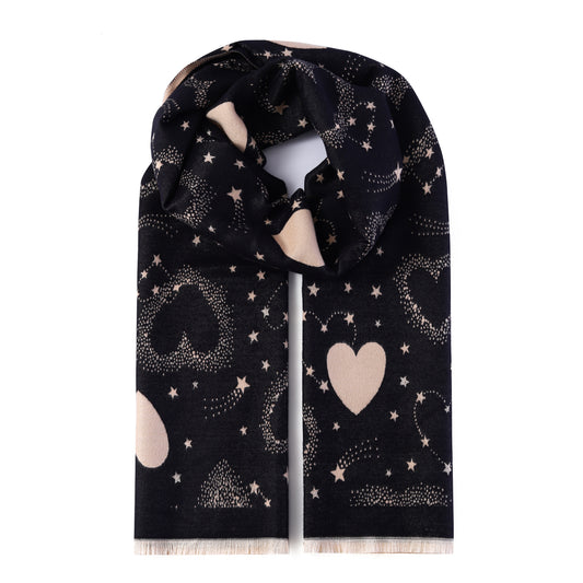 Luxurious Double Sided Jacquard Scarf - Hearts from Heaven