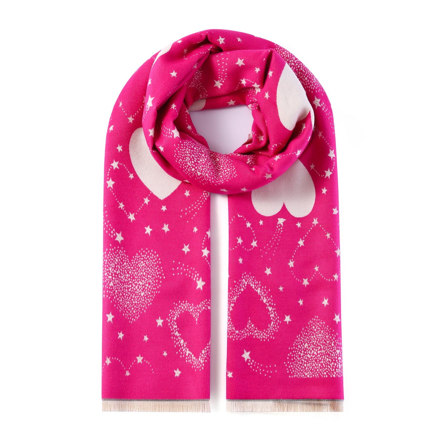 Luxurious Double Sided Jacquard Scarf - Hearts from Heaven