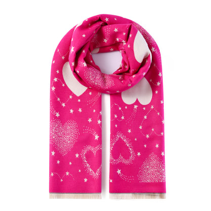 Luxurious Double Sided Jacquard Scarf - Hearts from Heaven