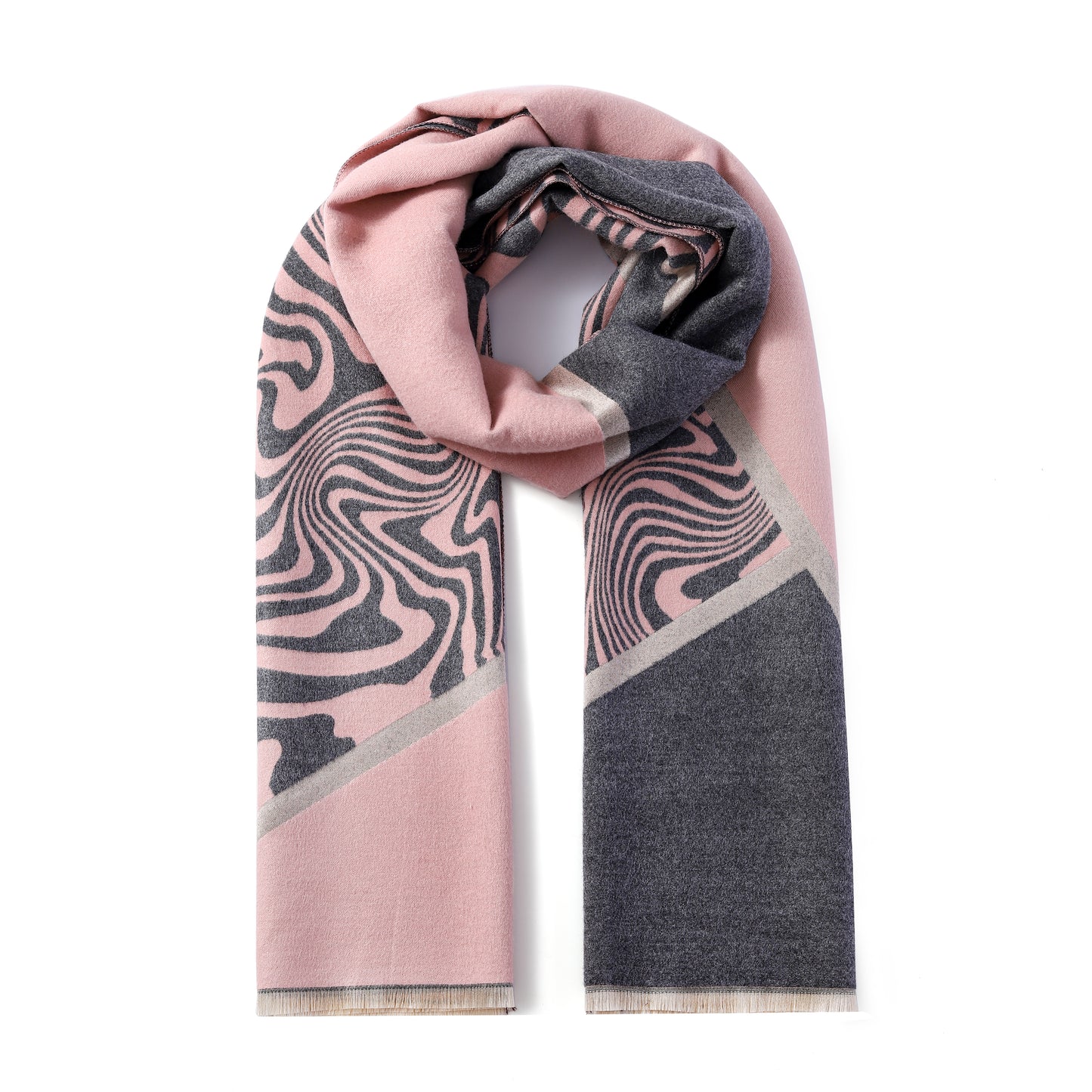 Luxurious Double Sided Jacquard Scarf - Zebra Waves