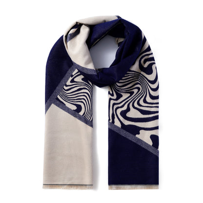 Luxurious Double Sided Jacquard Scarf - Zebra Waves