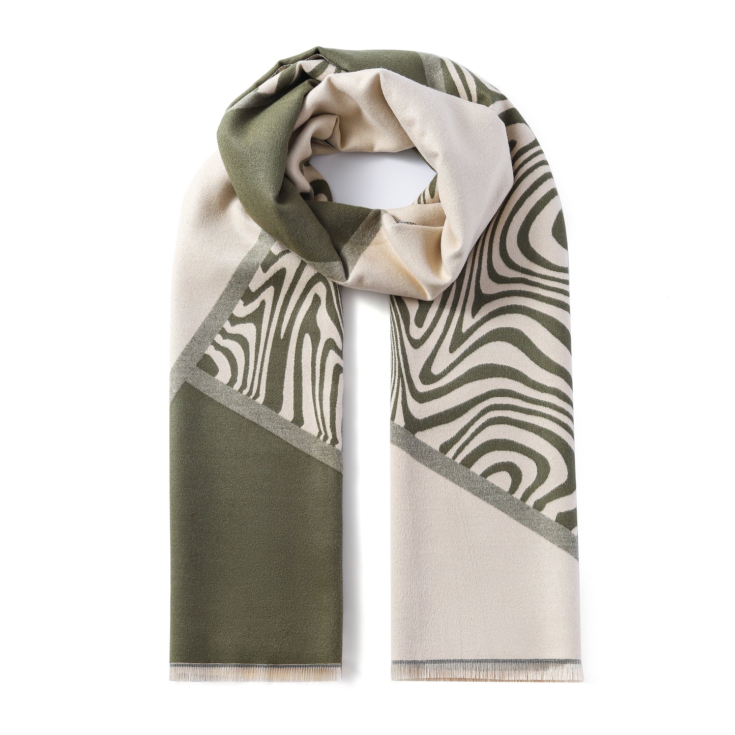 Luxurious Double Sided Jacquard Scarf - Zebra Waves