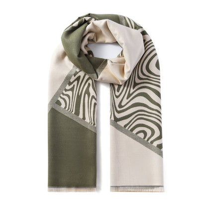 Luxurious Double Sided Jacquard Scarf - Zebra Waves