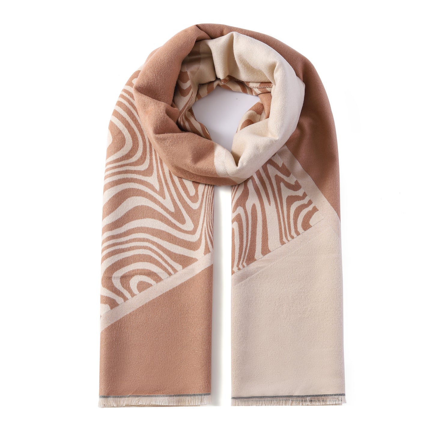 Luxurious Double Sided Jacquard Scarf - Zebra Waves