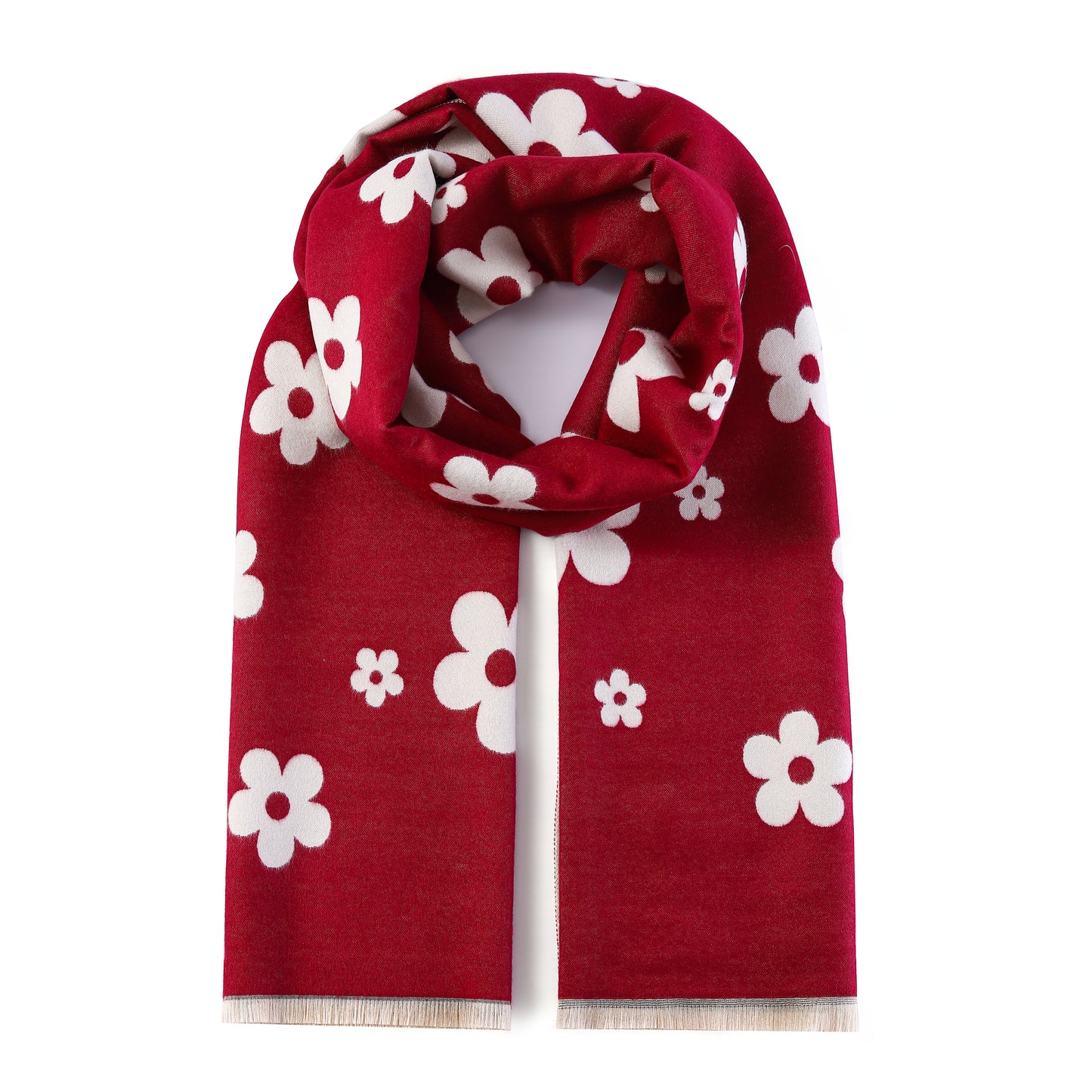 Luxurious Double Sided Jacquard Scarf - Blooming Flowers