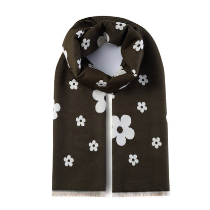 Luxurious Double Sided Jacquard Scarf - Blooming Flowers