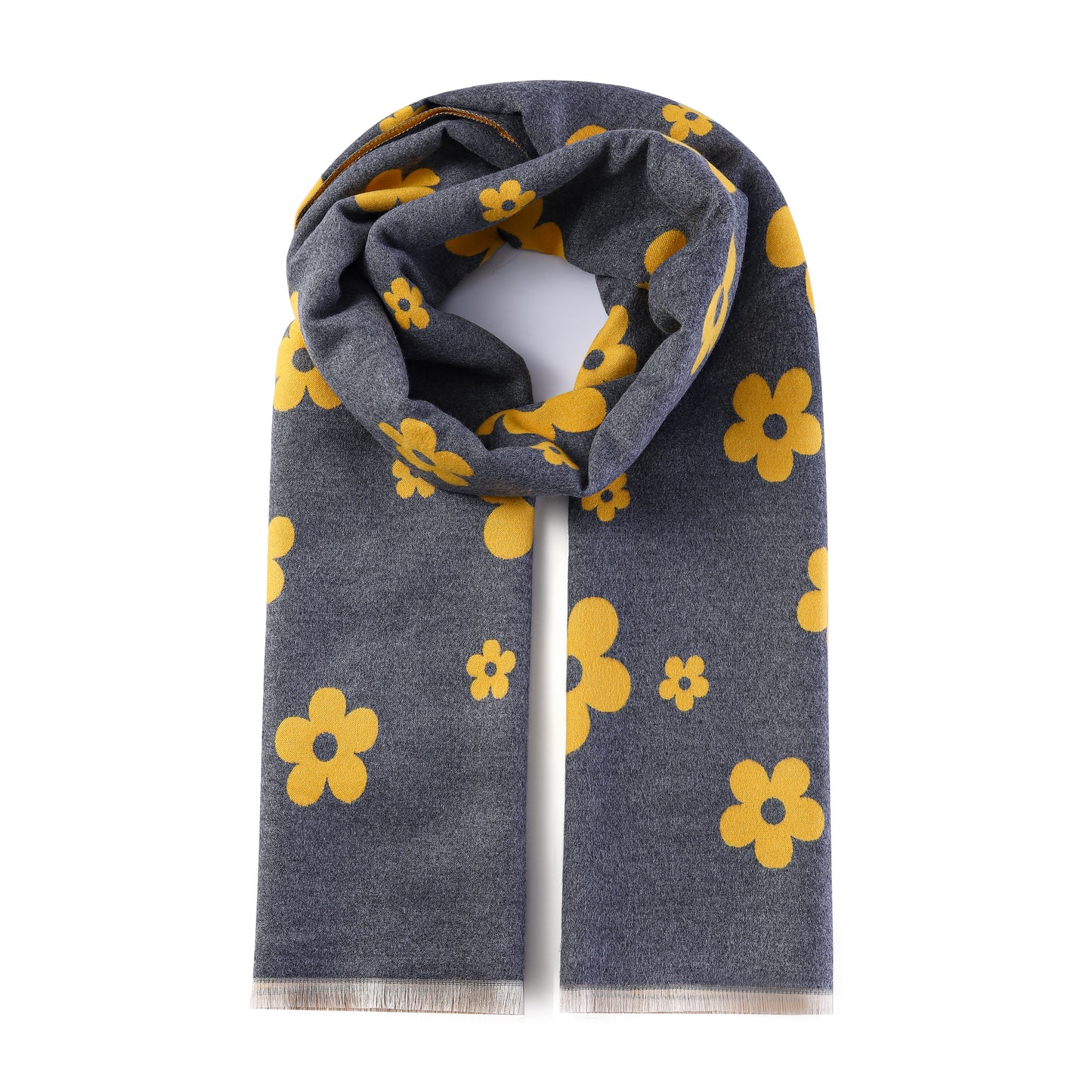 Luxurious Double Sided Jacquard Scarf - Blooming Flowers