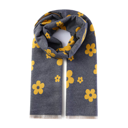 Luxurious Double Sided Jacquard Scarf - Blooming Flowers