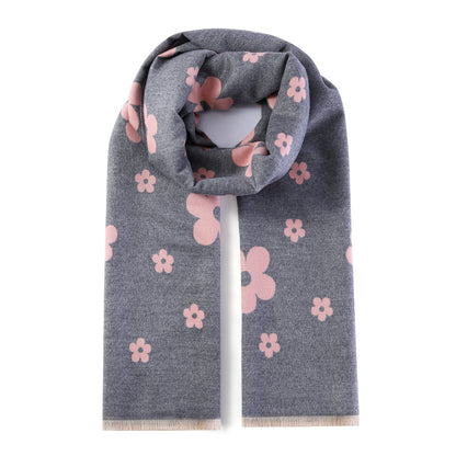 Luxurious Double Sided Jacquard Scarf - Blooming Flowers