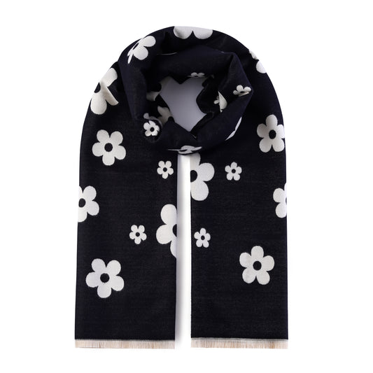 Luxurious Double Sided Jacquard Scarf - Blooming Flowers