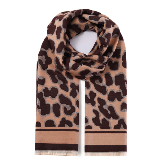 Luxurious Double Sided Jacquard Scarf - Wild Leopard