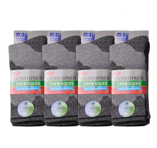 Mens 3 Pair Sport Socks - Ash Grey (12 Pairs)