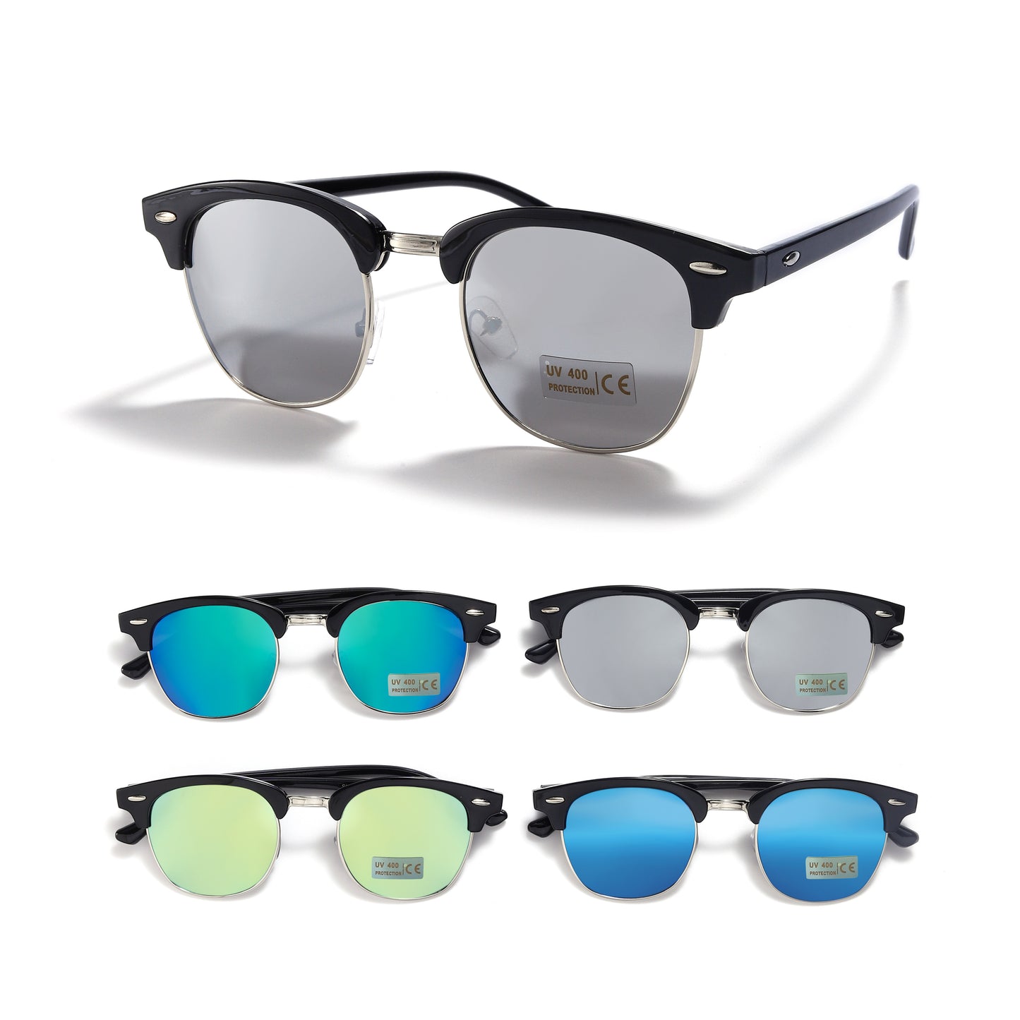 Royal Stallion Mirror Clubmaster Sunglasses SUNGLA-11 (12 Units)