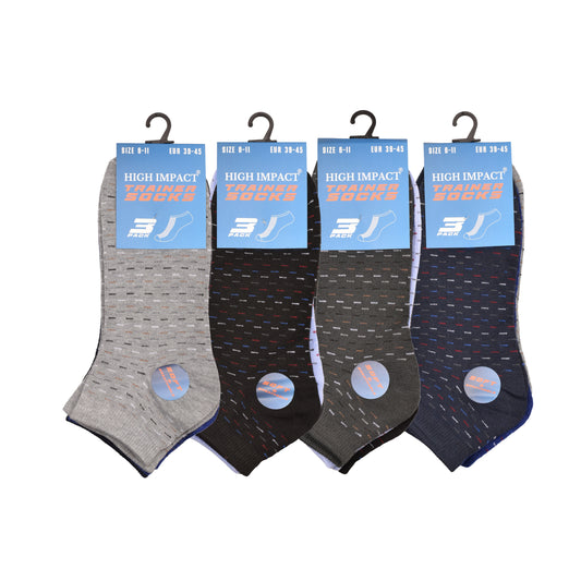Mens Trainer Socks - Stitch Effect Pattern (12 Pairs)