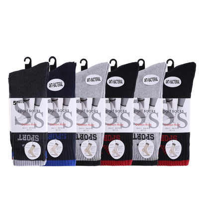 Mens 5 Pair Pair Sport Socks - Assorted/ Sport Cuff (30 Pairs)