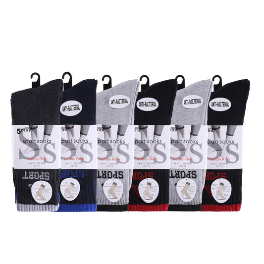Mens 5 Pair Pair Sport Socks - Assorted/ Sport Cuff (30 Pairs)
