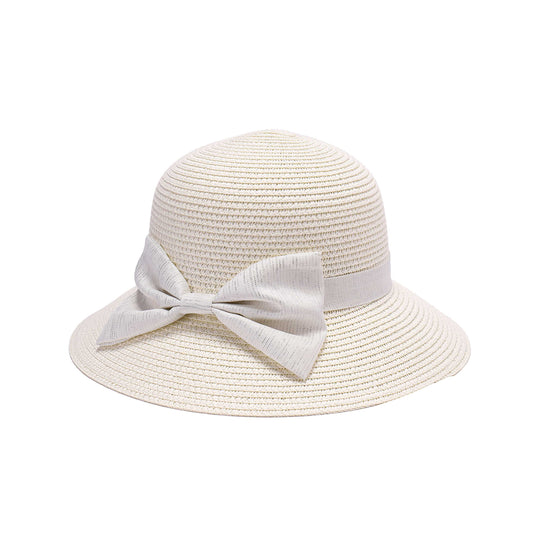 Ladies Classic Cloche Sun Hat with Sculpted Textured Bow
