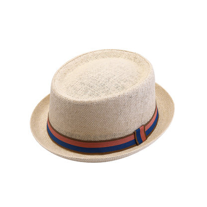 Classic Pork Pie Hat with Assorted Stripe Band