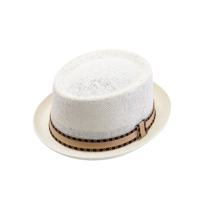 Classic Pork Pie Hat with Geometric Band