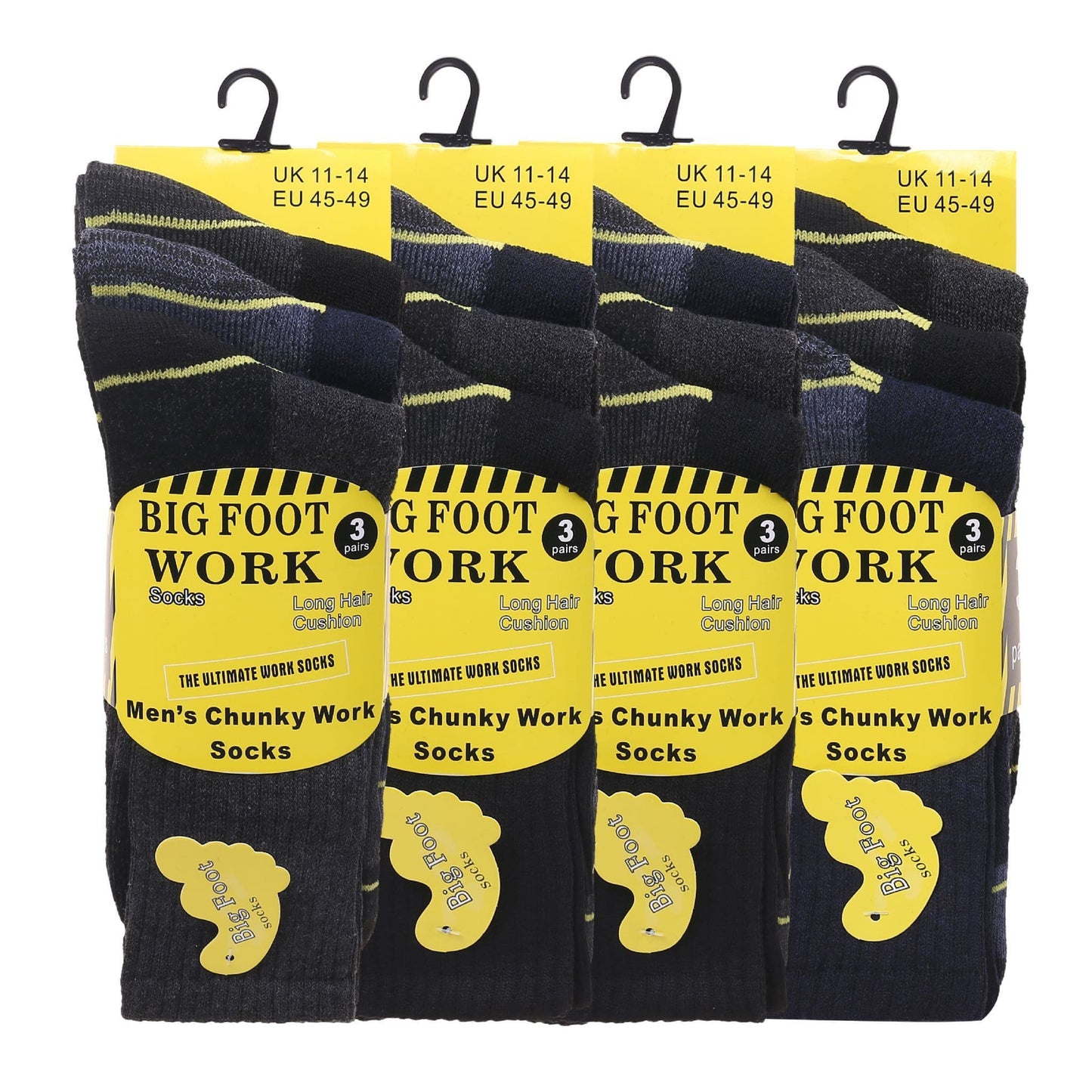 Mens Heavy Duty Big Foot Chunky Work Socks V12 (12 Pairs)