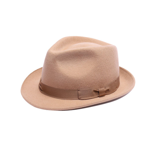 Premium Australian Wool Crushable Trilby Hat - Beige