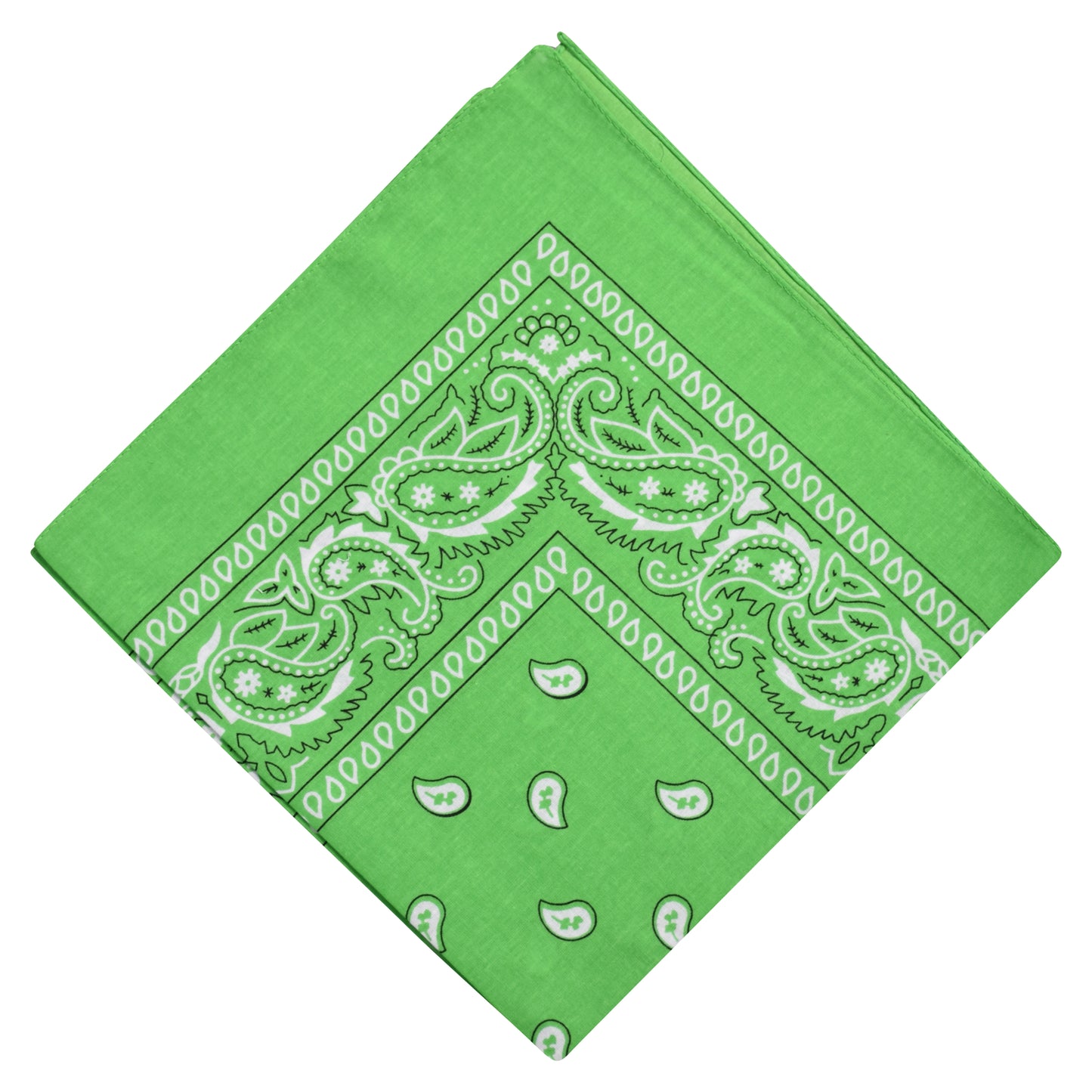 Paisley Print Bandana - Fluorescent Green