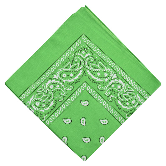 Paisley Print Bandana - Fluorescent Green