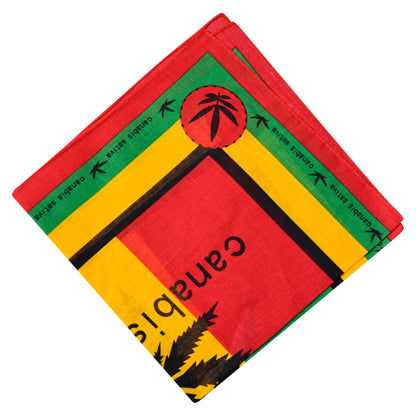 Red/Gold/Green 'Canabis Sativa' Plant Printed Bandana