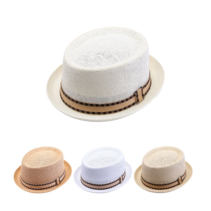 Classic Pork Pie Hat with Geometric Band