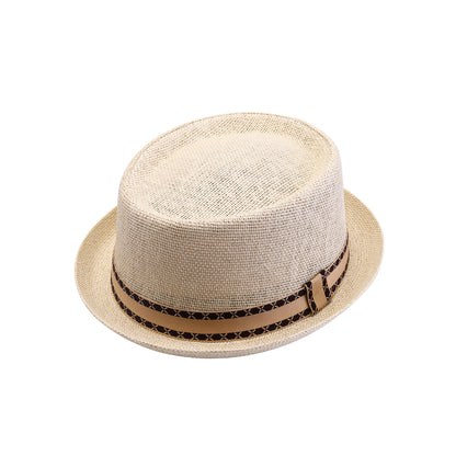 Classic Pork Pie Hat with Geometric Band
