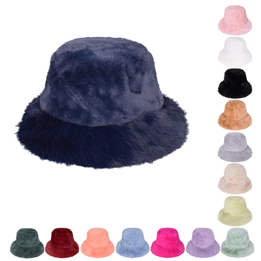 Plush Fur Bucket Hat – Adjustable & Quilted Lining