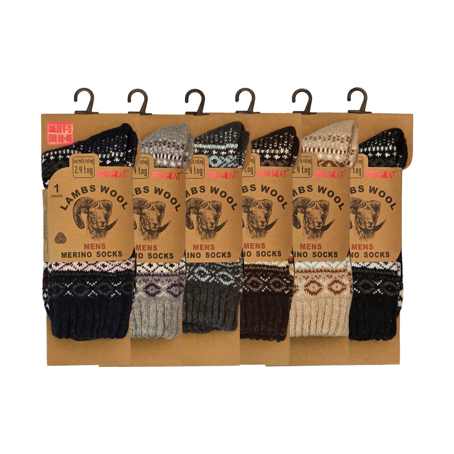 Mens Merino Lambs Wool Socks - Nordic Knit (12 Pairs)