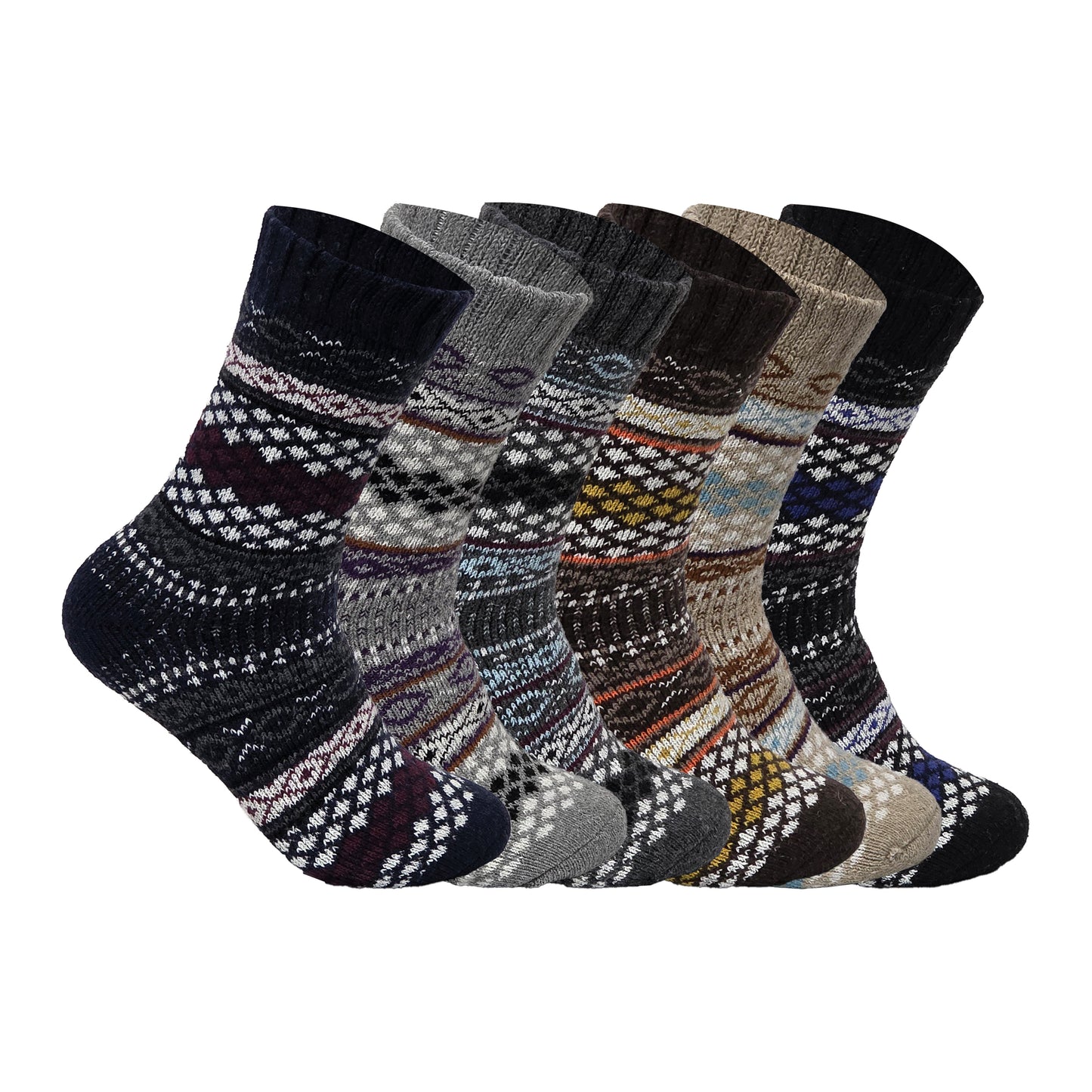 Mens Merino Lambs Wool Socks - Nordic Knit (12 Pairs)