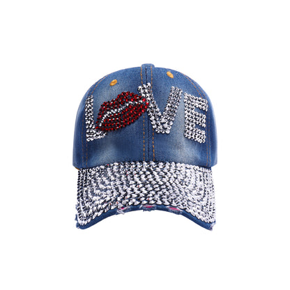 Love Lips Diamante Baseball Caps