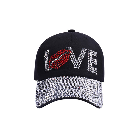 Love Lips Diamante Baseball Caps