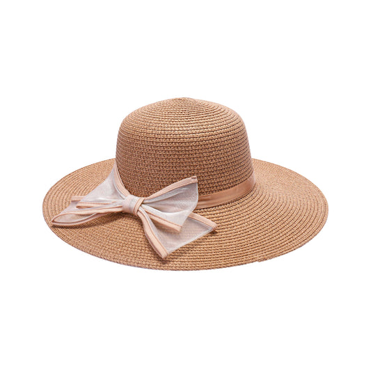 Ladies Sun Hat with Wide Brim and Oversized Bow