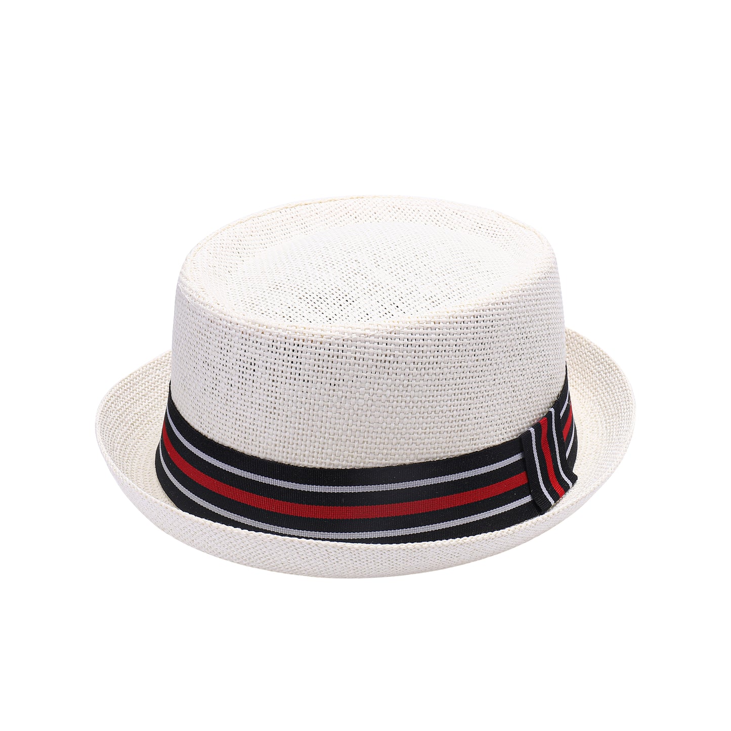 Classic Pork Pie Hat with Multi Stripe Band