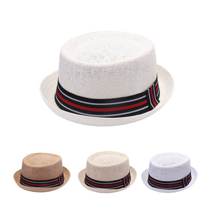 Classic Pork Pie Hat with Multi Stripe Band
