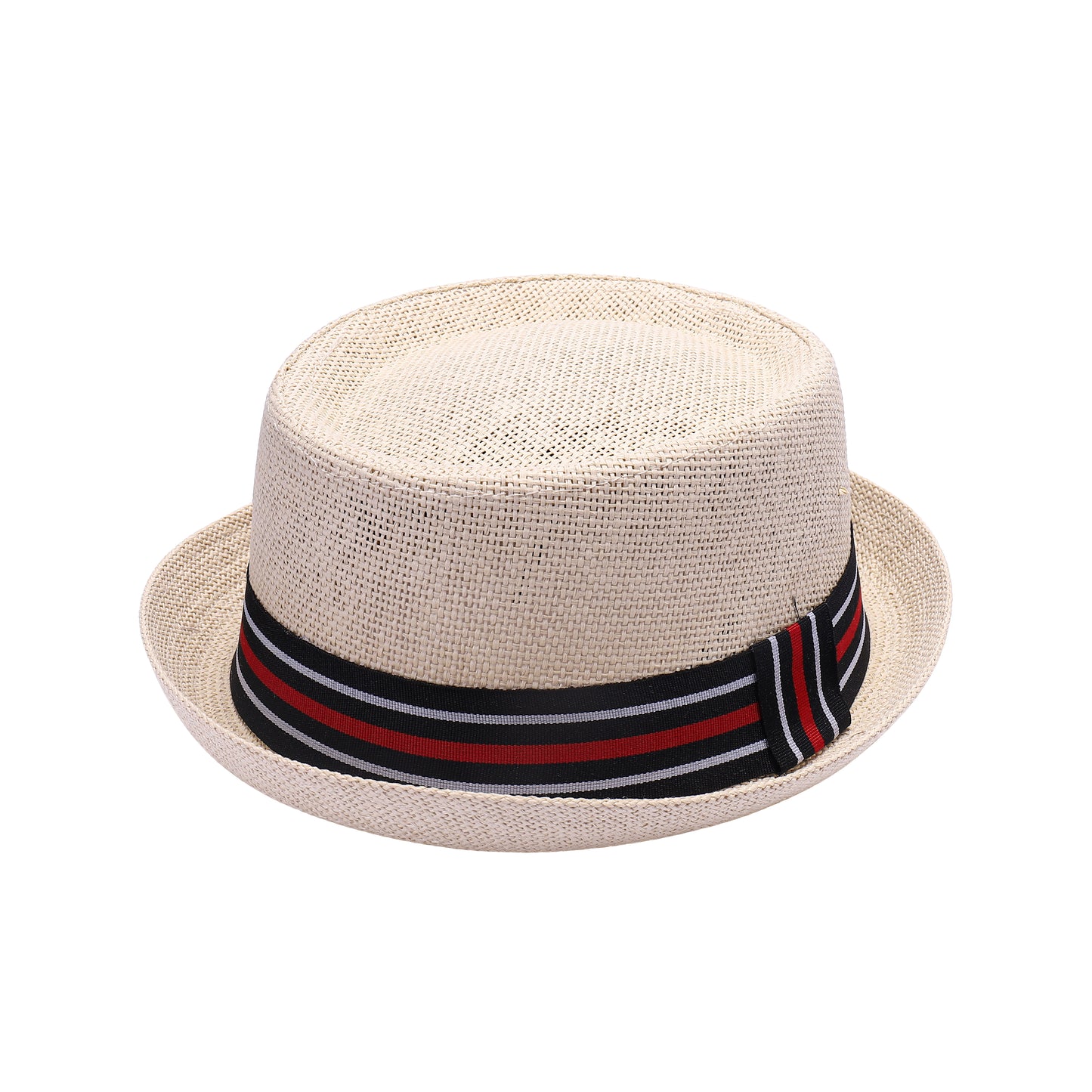 Classic Pork Pie Hat with Multi Stripe Band