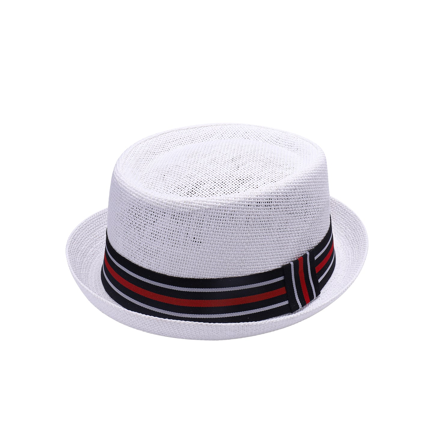 Classic Pork Pie Hat with Multi Stripe Band
